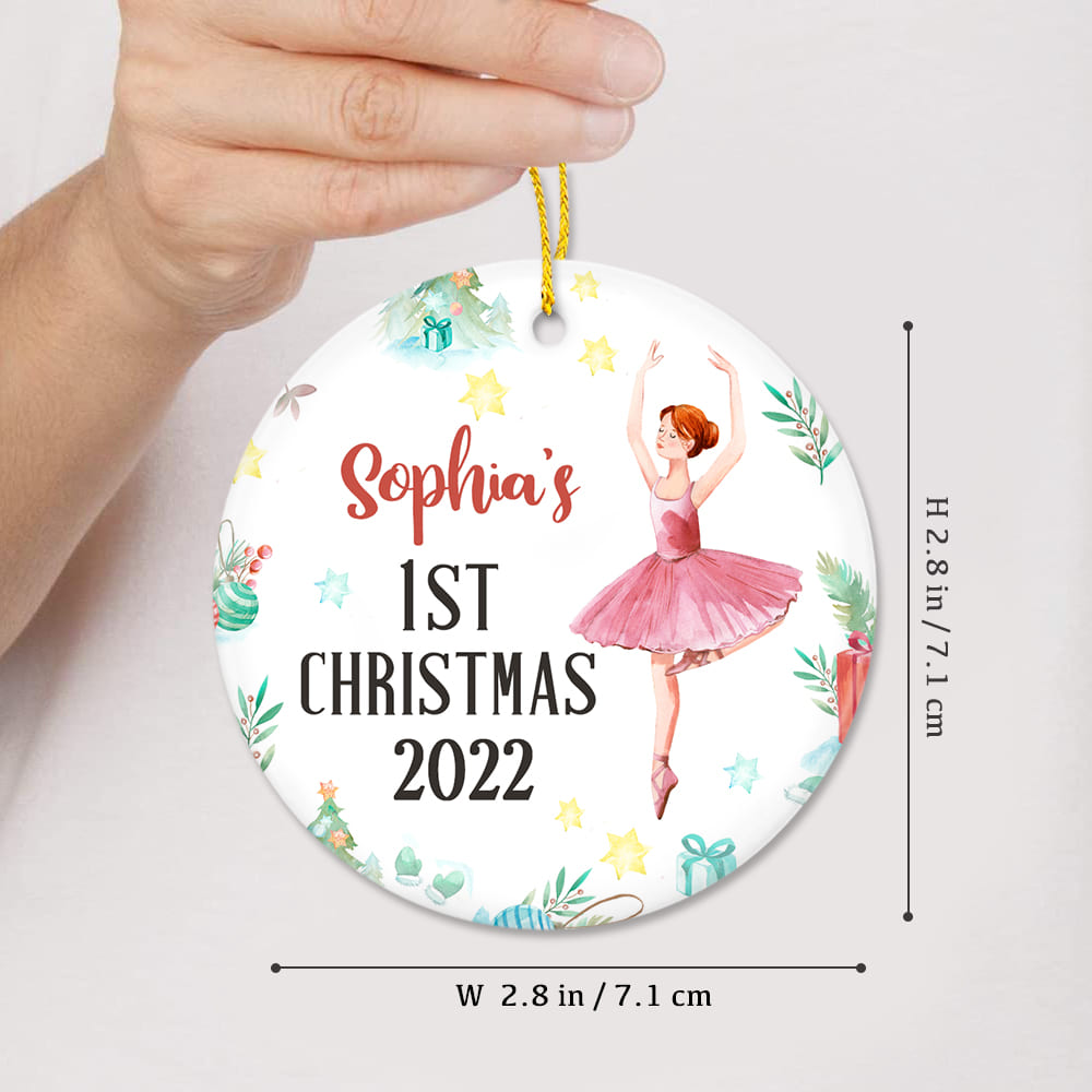 Personalized First Baby Girl Christmas Ceramic Ornament Gifts - Custom Name