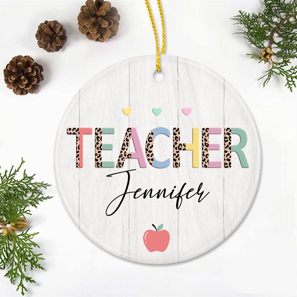 Personalized Teacher Ceramic Ornament Gifts - Water Color - Custom Name