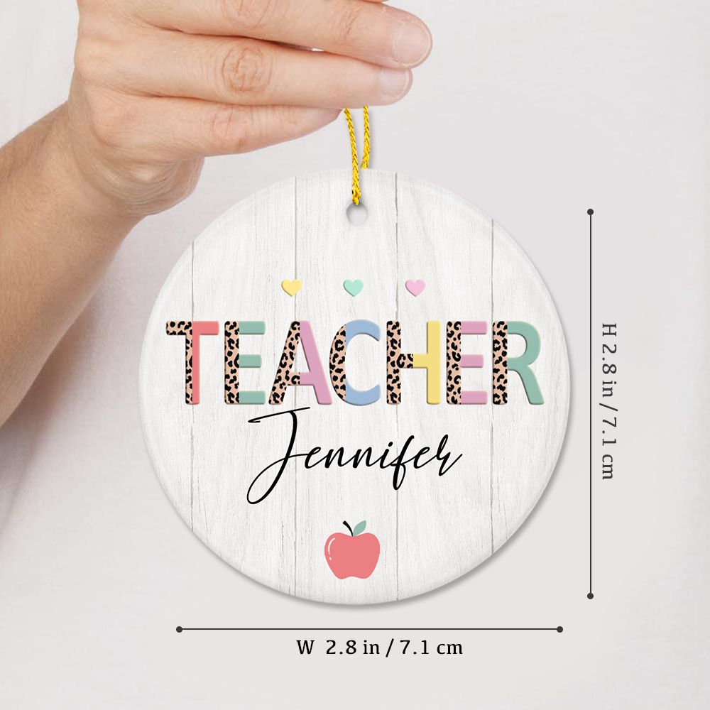 Personalized Teacher Ceramic Ornament Gifts - Water Color - Custom Name