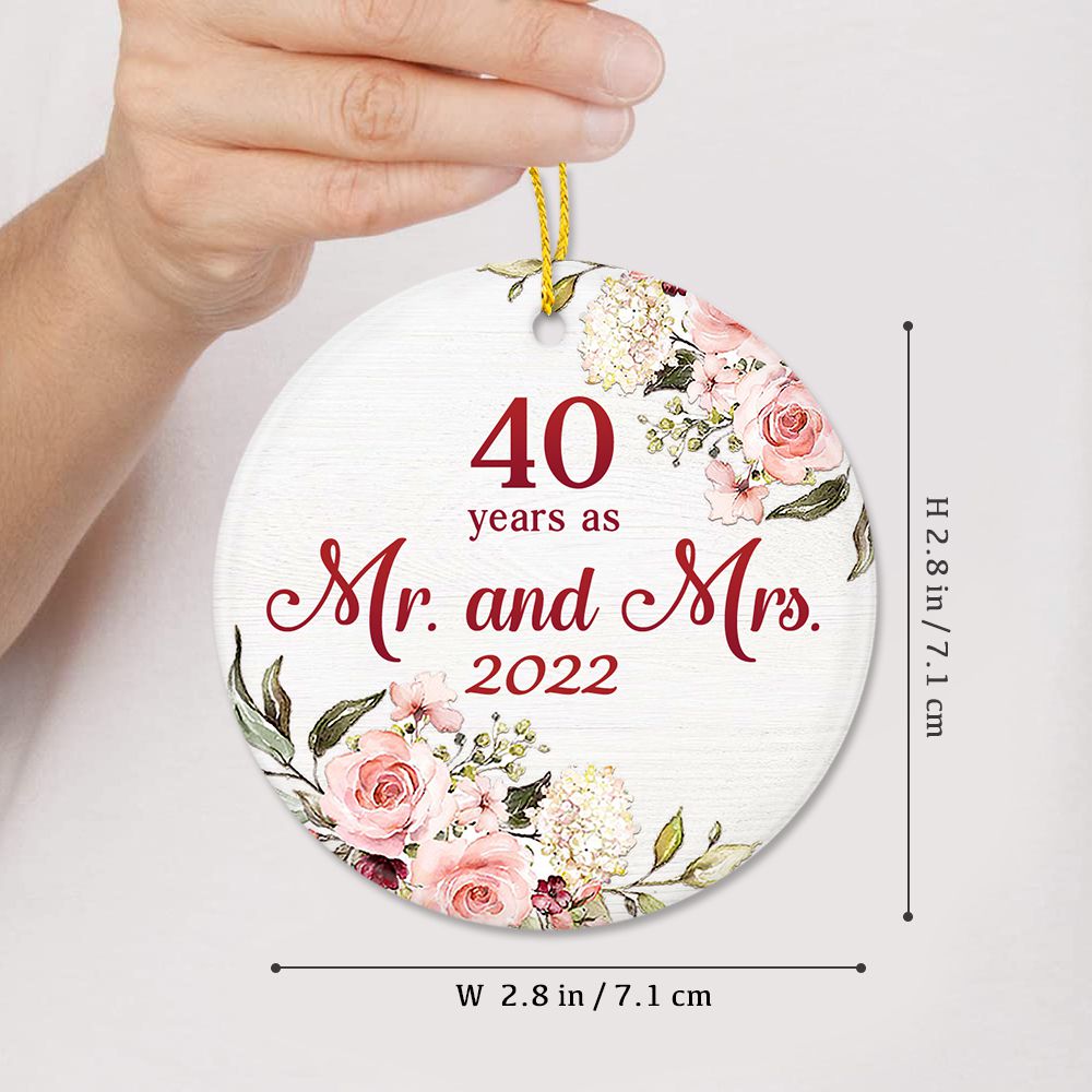 Personalized Couple Anniversary Ceramic Ornament Gifts - 40 Years As Mr. and Mrs - Custom Photo &amp; Year