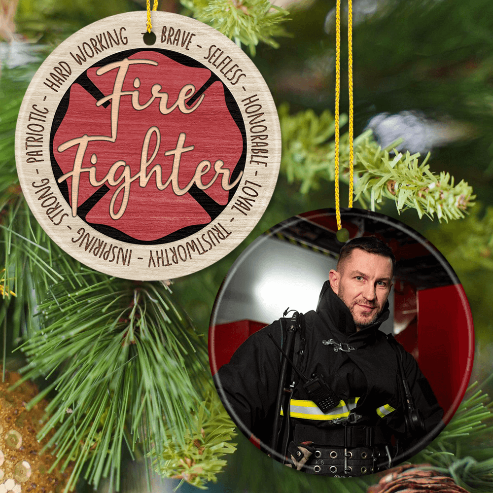 Personalized Firefighter Ceramic Ornament Gifts - Custom Photo