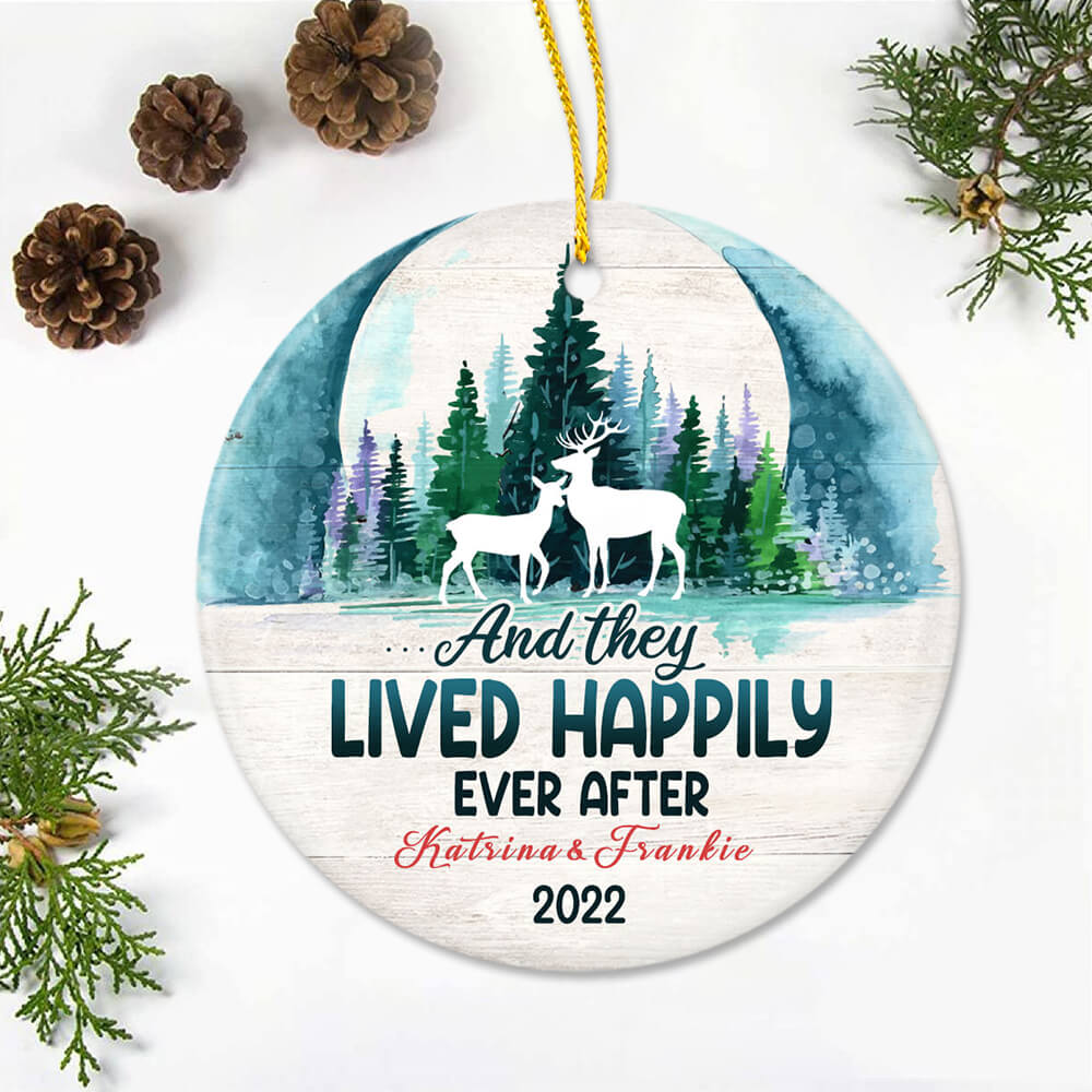 Personalized Wedding Ceramic Ornament Gifts - And they lived happily ever after