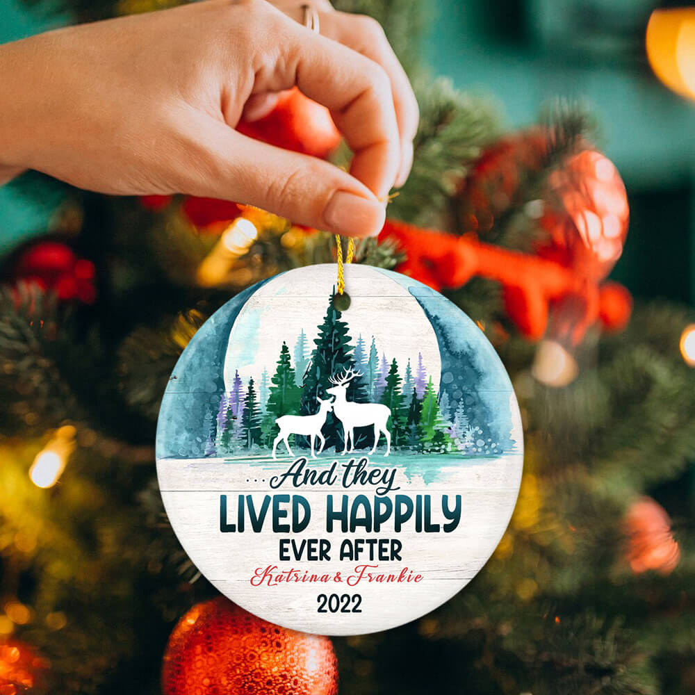 Personalized Wedding Ceramic Ornament Gifts - And they lived happily ever after