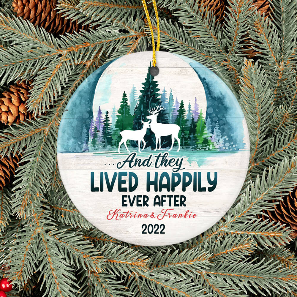 Personalized Wedding Ceramic Ornament Gifts - And they lived happily ever after