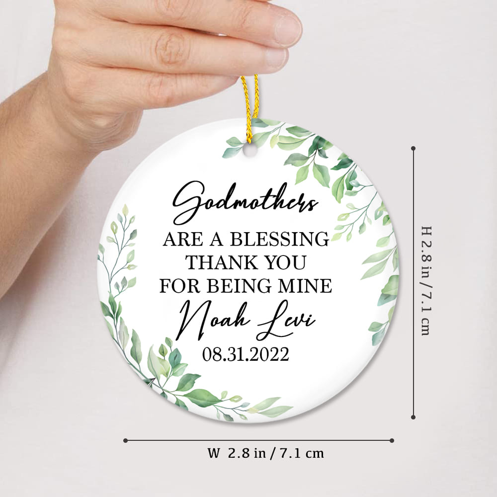 Personalized Godmother Ceramic Ornament Gifts - Thank you for being mine - Custom Names &amp; Date