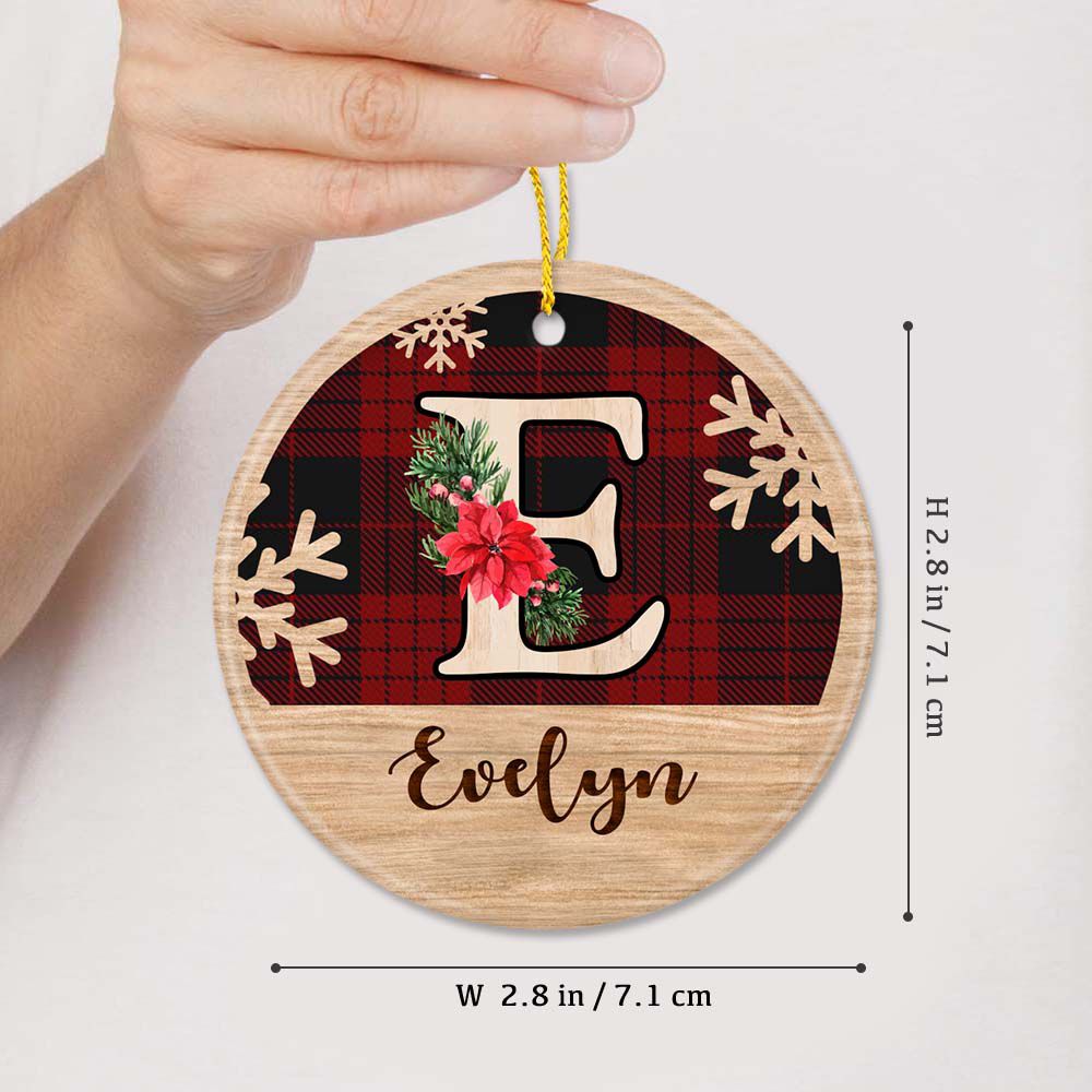 Personalized Christmas Ceramic Ornament Gifts with Custom Name - Style Buffalo Plaid