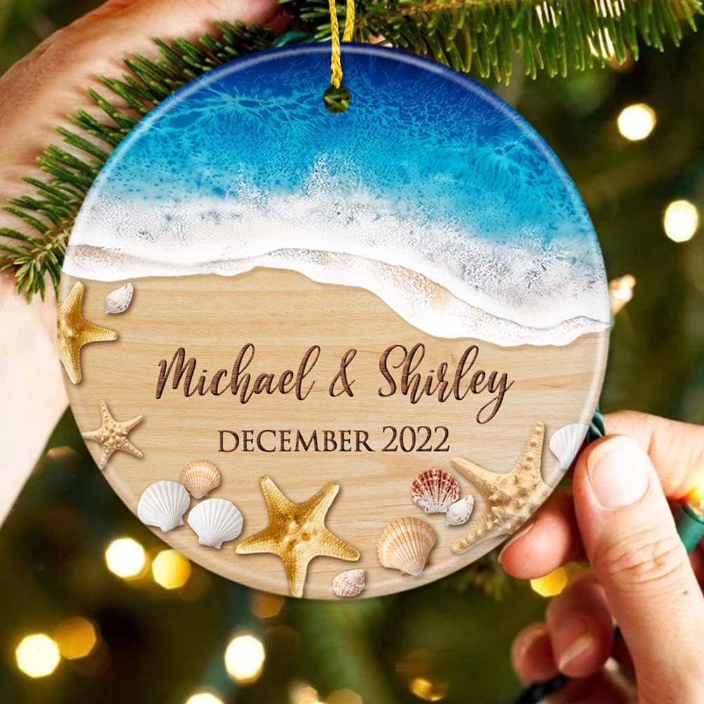 Personalized Wedding Ceramic Ornament gifts for him for her - Couple Names