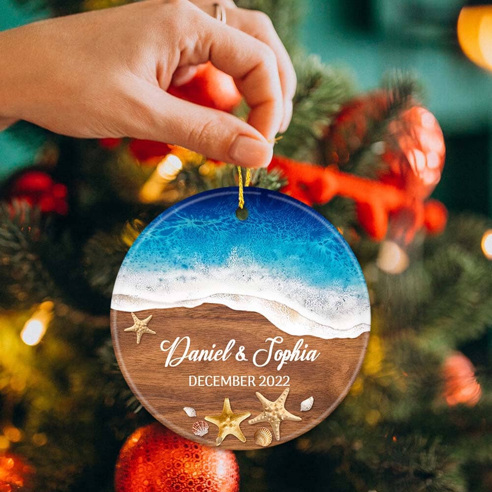 Personalized Wedding Ceramic Ornament gifts for him for her - Couple Names