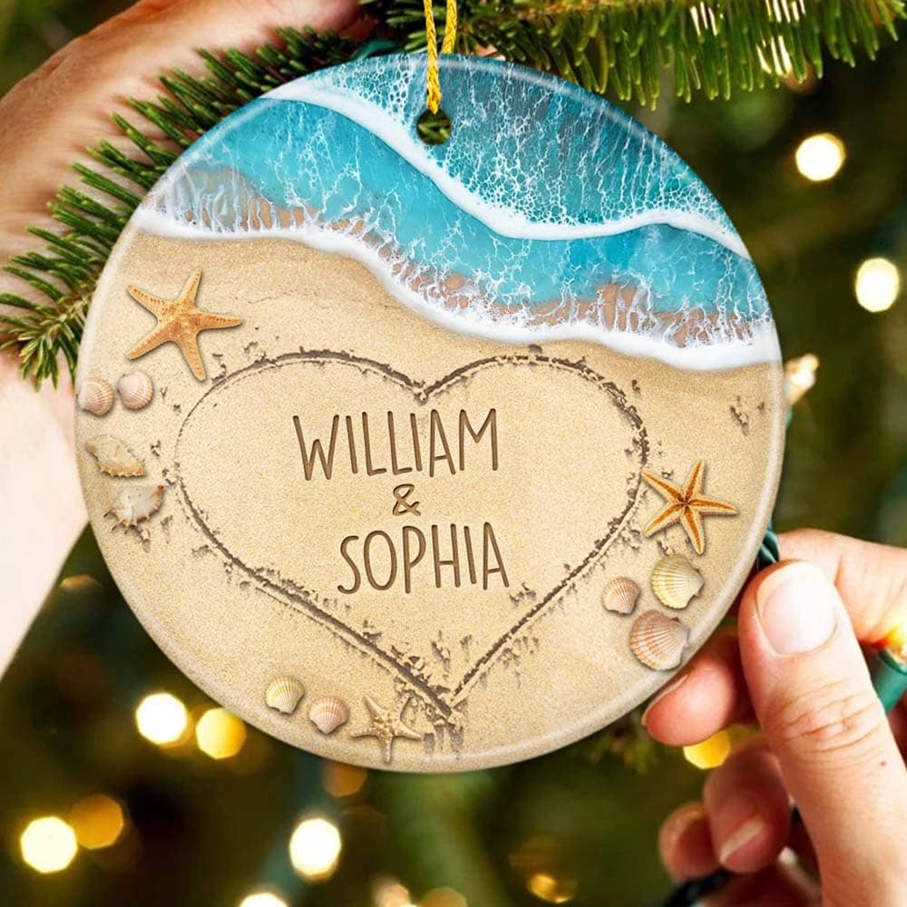 Personalized Wedding Ceramic Ornament gifts for him for her - Couple Names