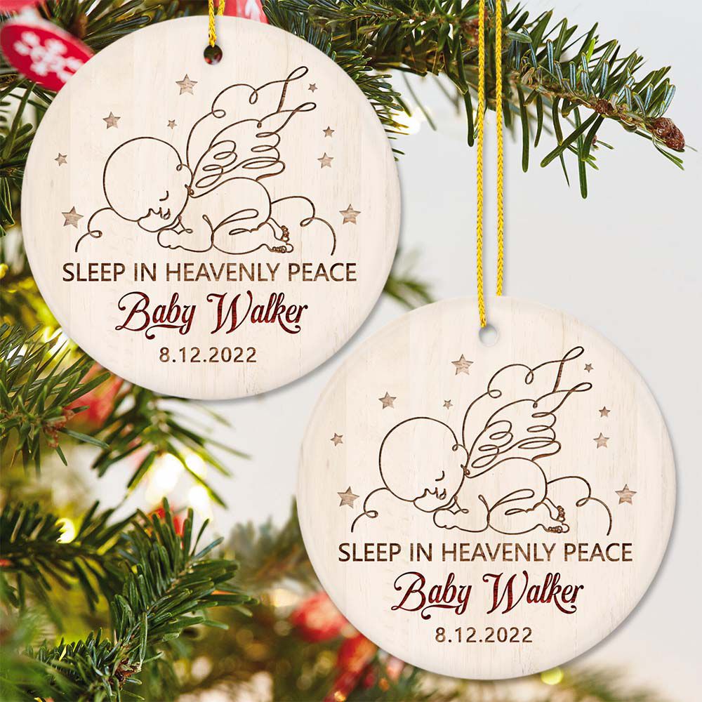 Personalized Christmas Ceramic Ornament gifts - Memorial Baby - Sleep in heavenly peace