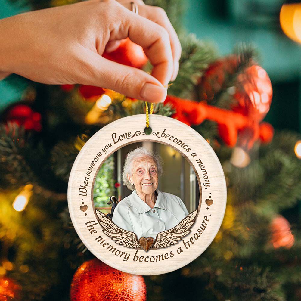 Personalized Christmas Memorial Ceramic Ornament gifts for lost loved one with custom photo - When someone you love becomes a memory