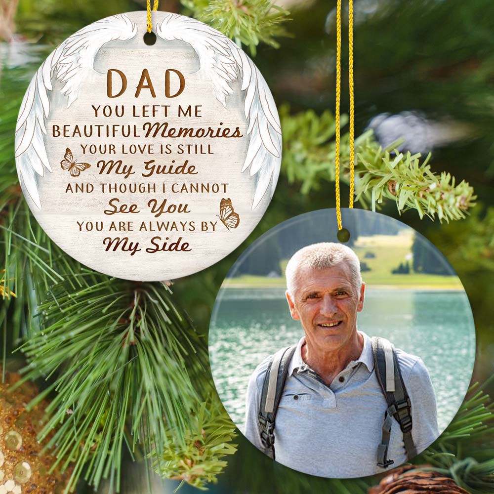 Personalized Christmas Memorial Ceramic Ornament gifts for lost loved one with custom photo - You Left Me Beautiful Memories