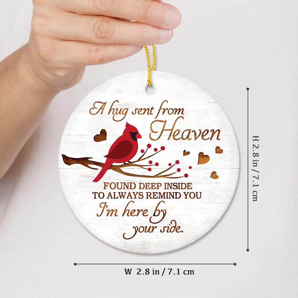 Personalized Christmas Memorial Ceramic Ornament gifts for lost loved one with custom photo - A hug sent from Heaven