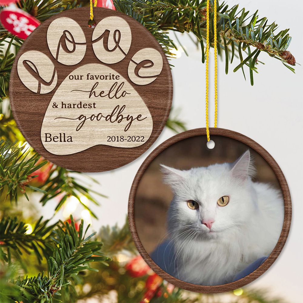 Personalized Memorial Ceramic Ornament gifts for dog cat lovers - Our favorite hello