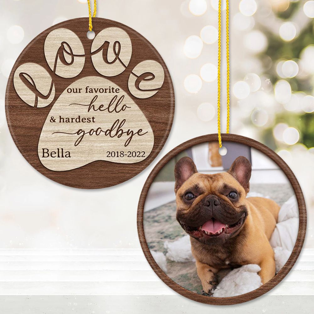 Personalized Memorial Ceramic Ornament gifts for dog cat lovers - Our favorite hello