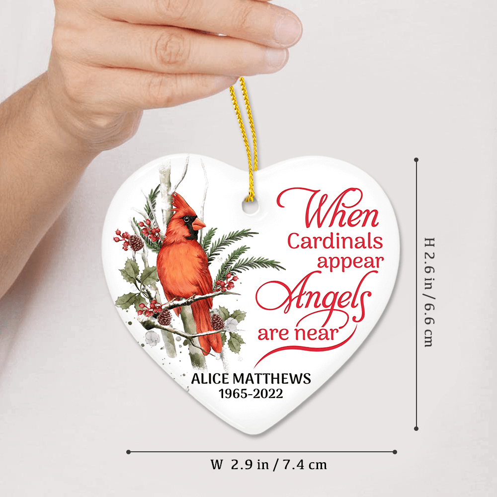 Personalized Memorial Human Ceramic Ornament gifts - When Cardinals Appear - Custom Names &amp; Date