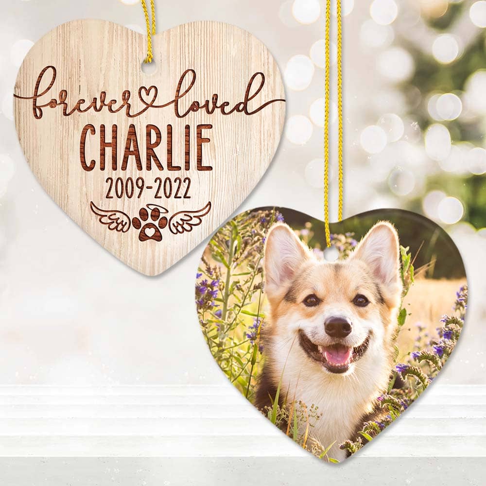 Personalized Dog Cat Memorial Ceramic Ornament gifts - Forever Loved - Custom Photo