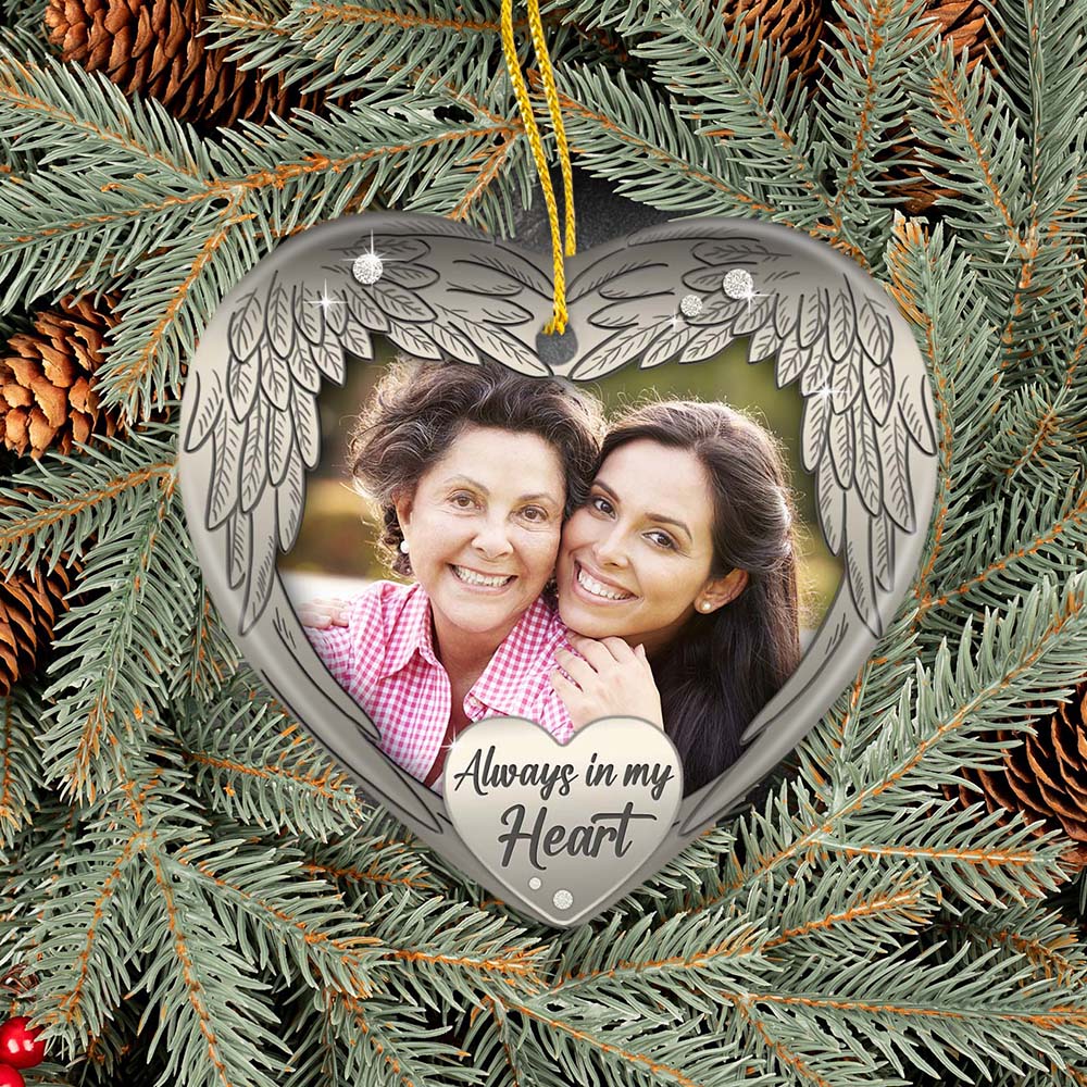 Personalized Memorial Ceramic Ornament gifts - Always in my heart - Custom Photo