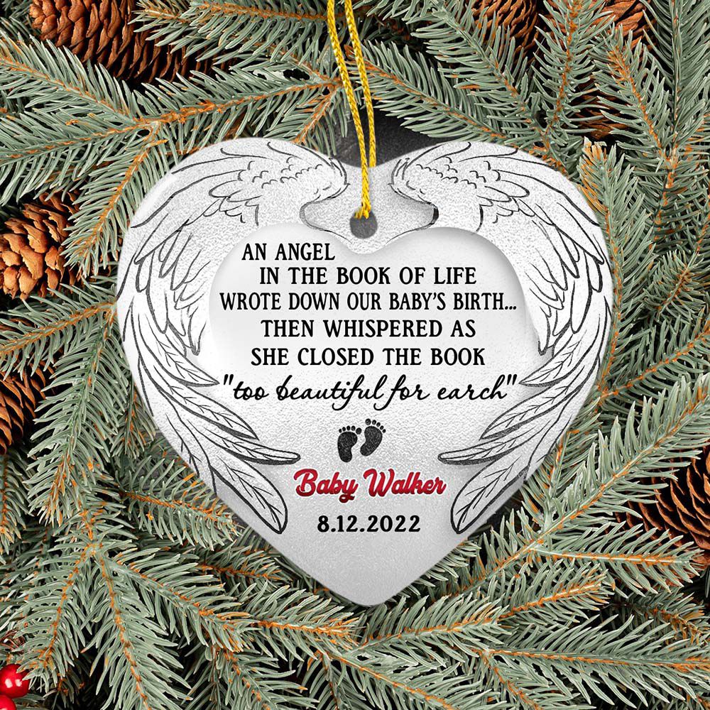 Personalized Memorial Ceramic Ornament gifts - An angel in the book of life