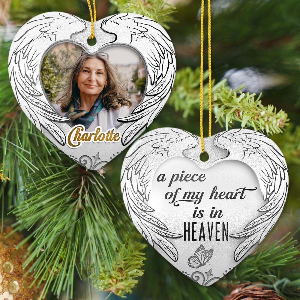 Personalized Memorial Ceramic Ornament gifts - A piece of my heart - Custom Photo