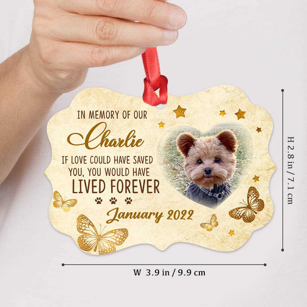 Personalized Memorial Medallion Metal Ornament Gifts for dog cat lovers - If love could have saved you, you would have lived forever - Custom Name, Year, Photo