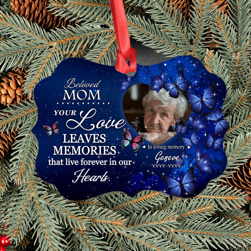Personalized Memorial Medallion Metal Ornament gifts - Your Love Leaves Memories - Custom Photo