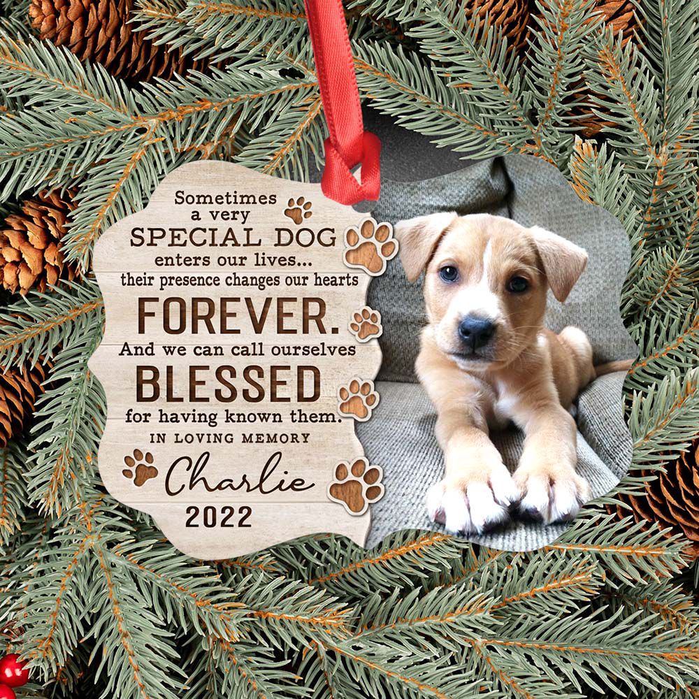 Personalized Memorial Medallion Metal Ornament gifts for dog lovers - Sometimes a very special dog - Custom Photo