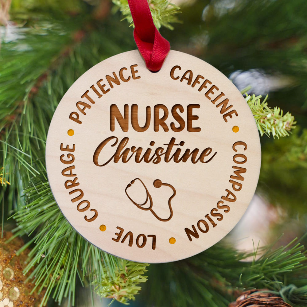 Personalized Nurse Maple Round Ornament gifts - Style Wooden - Custom Names