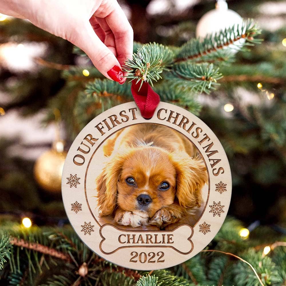 Dog's First Christmas Ornament Pet Photo Ornament Personalized Pet