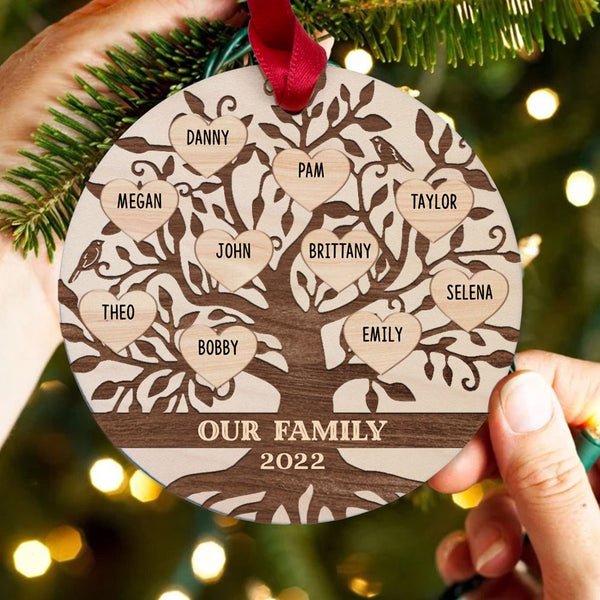 Personalized Family Tree Maple Round Ornament Gifts Unifury