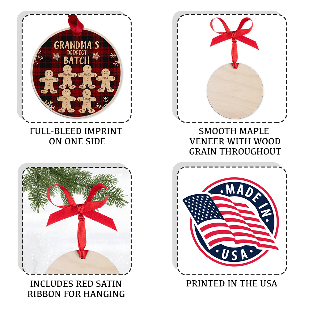 Personalized Grandma Maple Round Ornament gifts - Perfect Batch - Custom Names