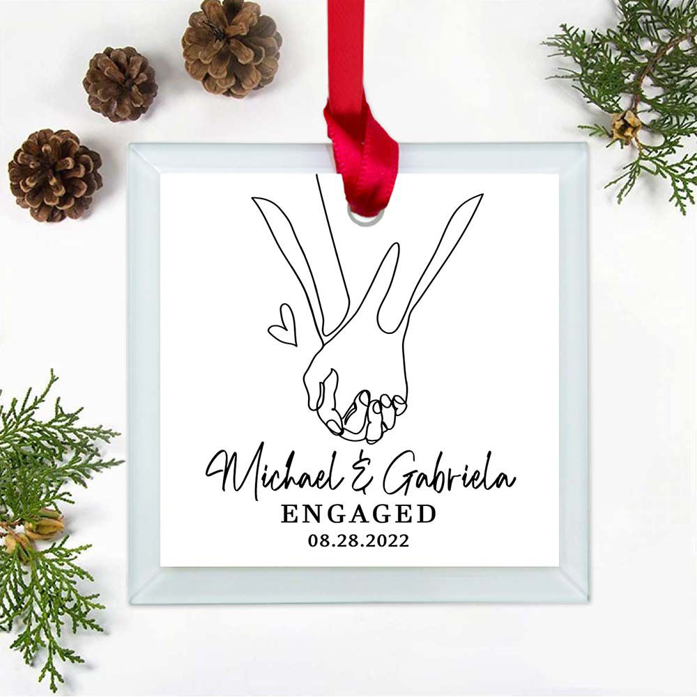 Glass engagement online ornament