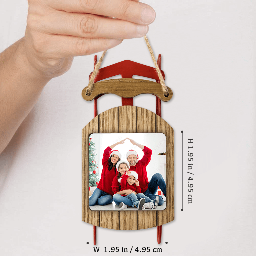 Personalized Christmas Sled Ornament gifts - Custom Photo