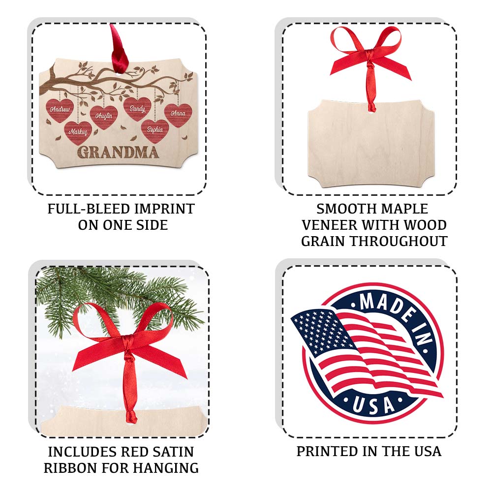 Personalized Christmas Scalloped Wooden Maple Ornament gifts for Grandma - We love Grandma - Custom Names