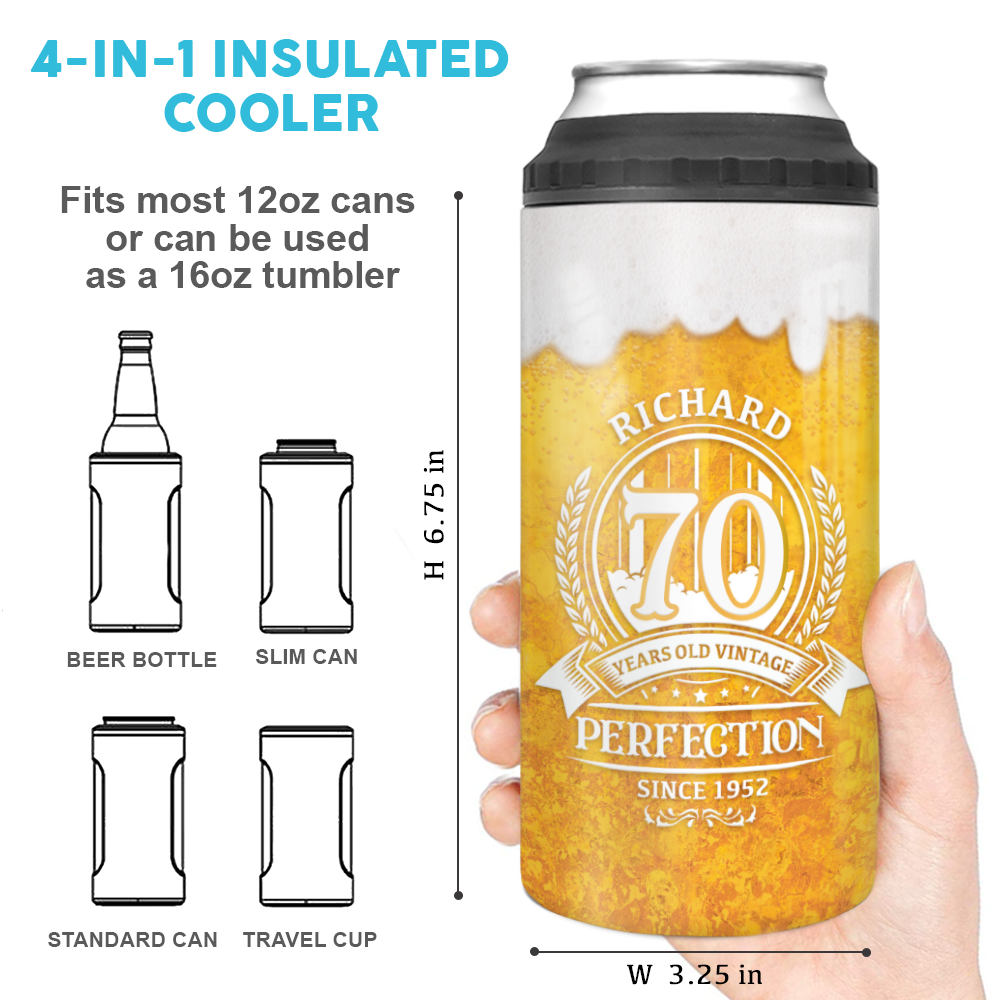 Personalized Can Cooler Gift - Age to perfection vintage