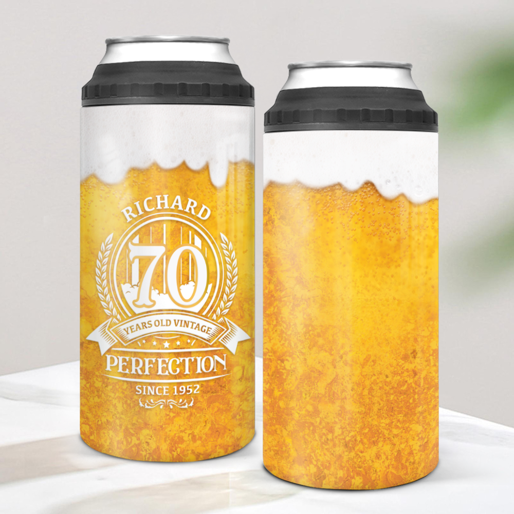 Personalized Can Cooler Gift - Age to perfection vintage