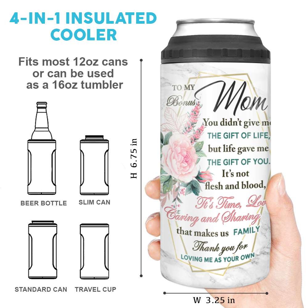 Life is Good 4-in-1 Can Cooler Fits Slim/Regular Cans/Bottles Flower New