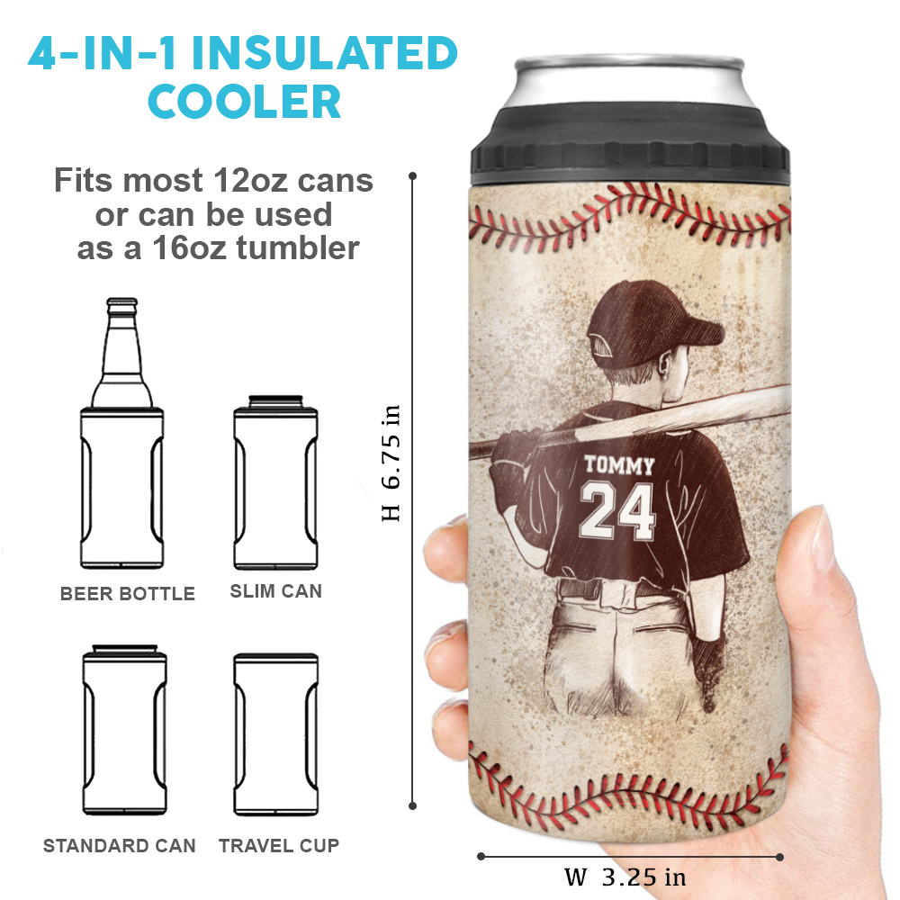 Personalized Can Cooler Gift - Behind every baseball player
