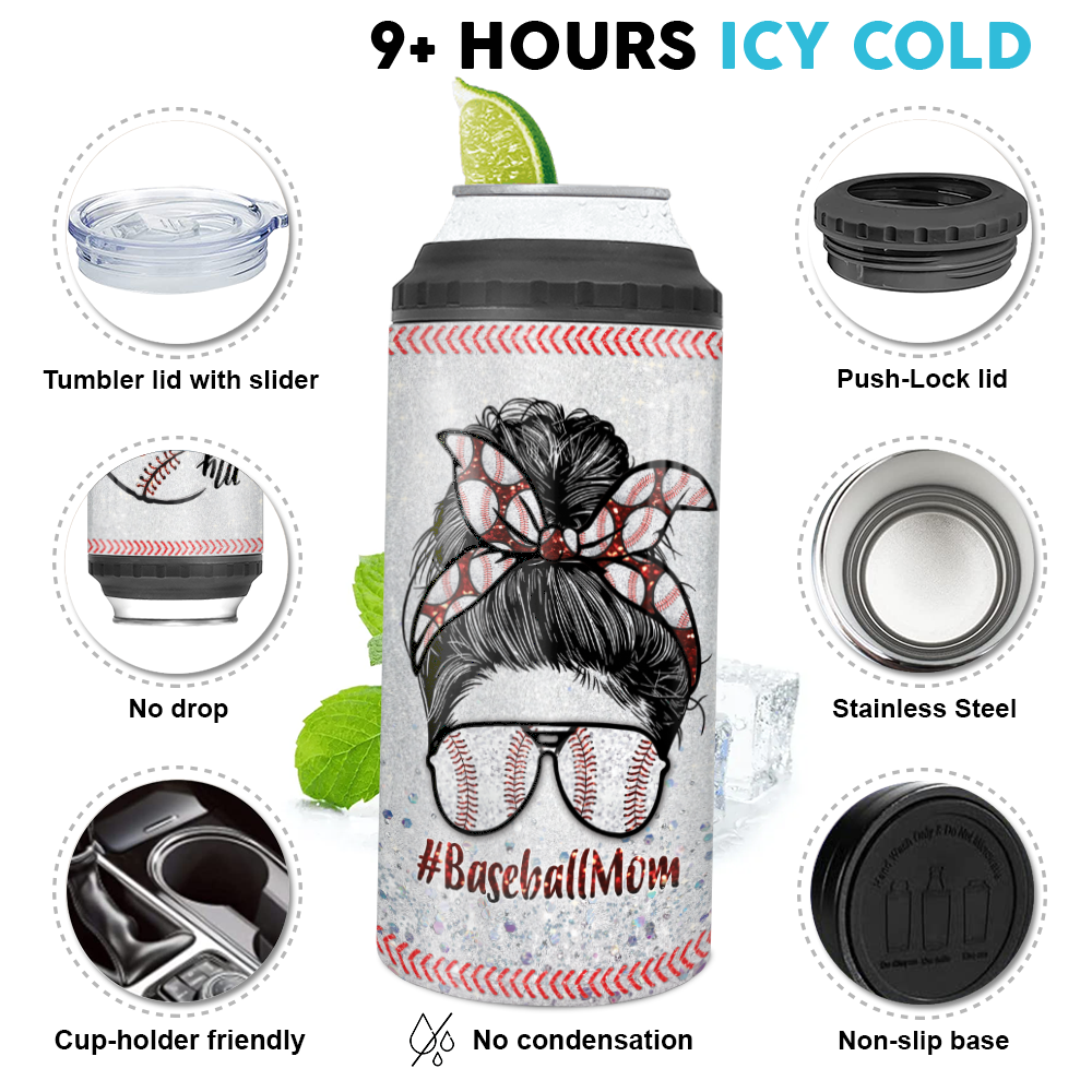 Personalized Can Cooler Gift - Baseball Mom - My Favorite Player Wears