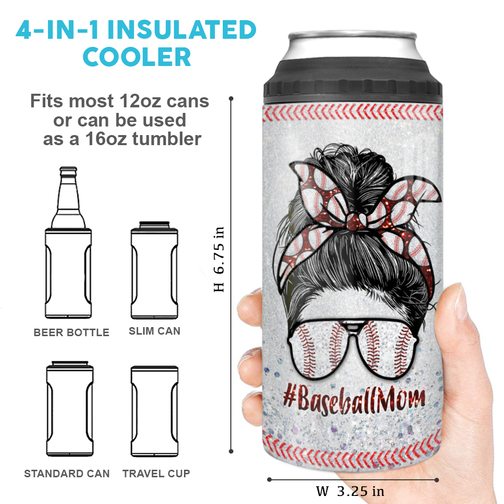 Personalized Can Cooler Gift - Baseball Mom - My Favorite Player Wears