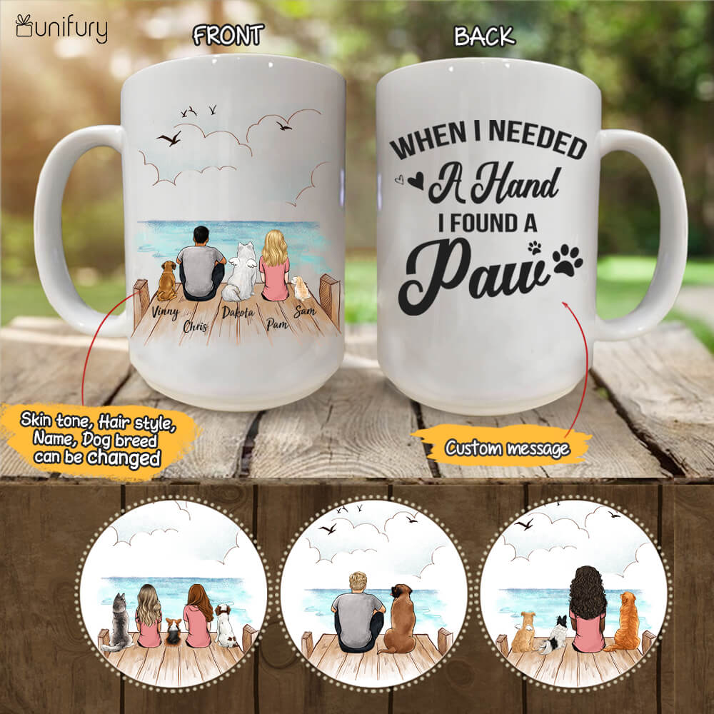 Personalized dog mug gifts for dog lovers- When i needed a hand, i found a paw