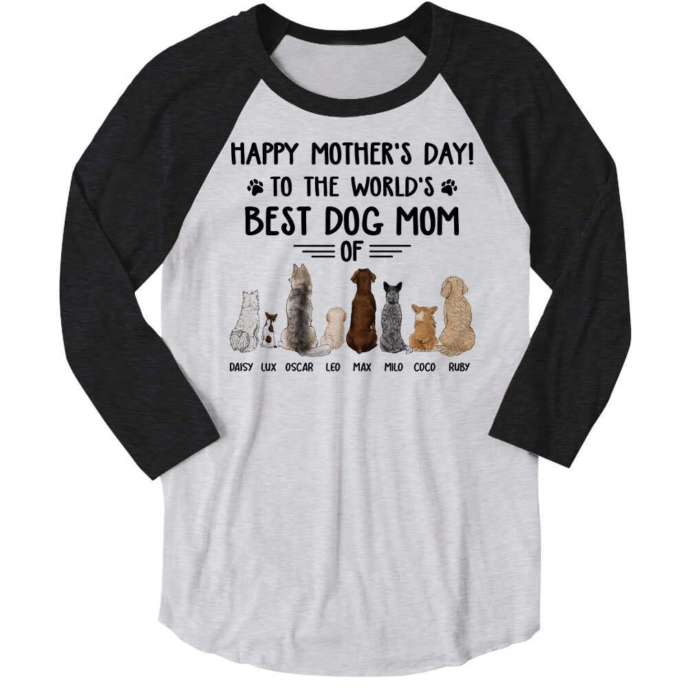 World&#39;s Best Dog Mom - Custom Baseball T-shirt Dog Lover Gifts