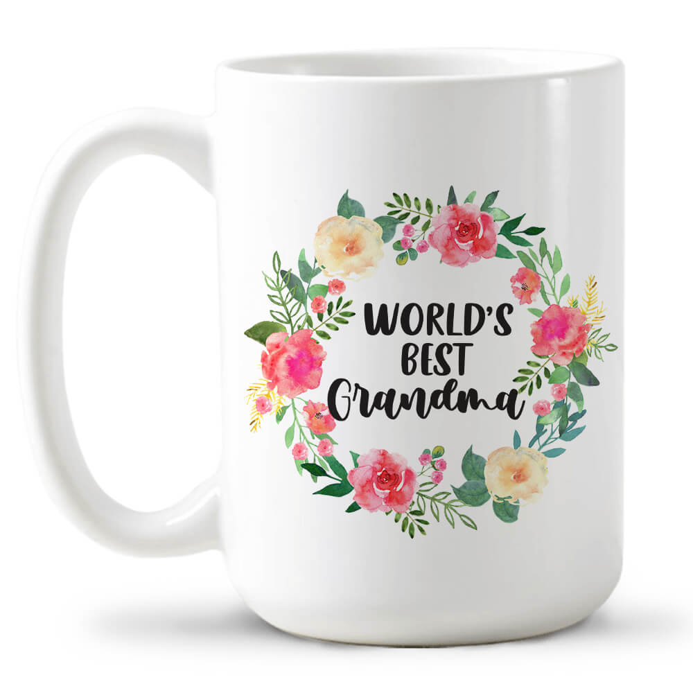 World&#39;s Best Grandma Mug - Birthday Mother&#39;s Day Gifts For Grandma Coffee Mug Grandma Gifts - 15oz