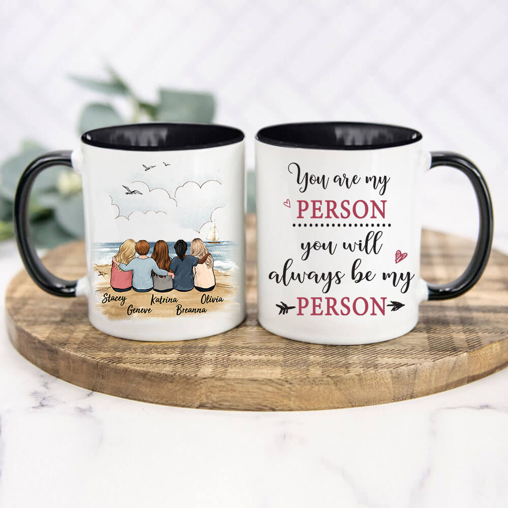 Custom Best Friend Accent Mugs with Friendship Message - black