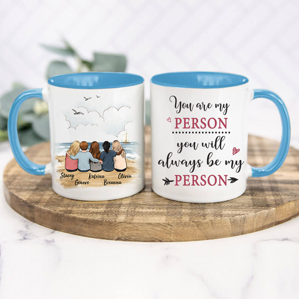 Custom Best Friend Accent Mugs with Friendship Message - blue