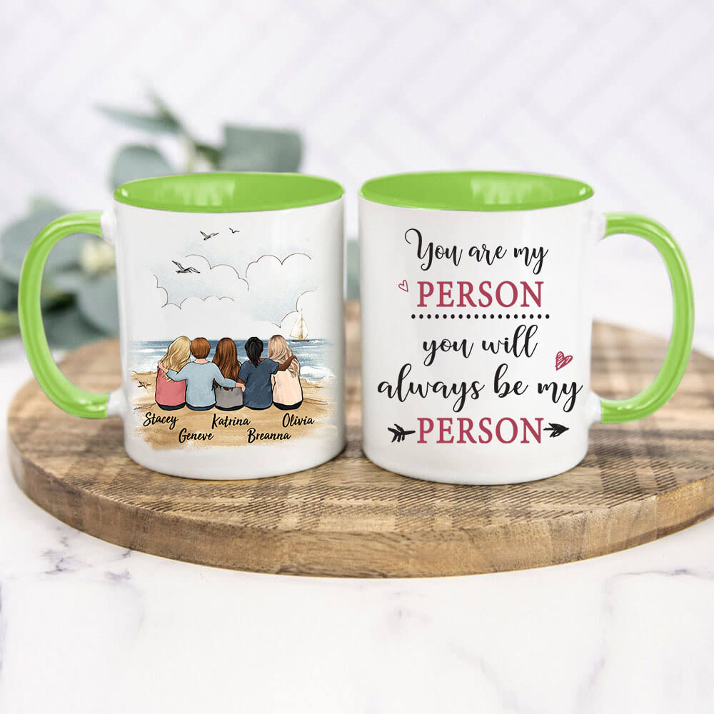 Custom Best Friend Accent Mugs with Friendship Message - green