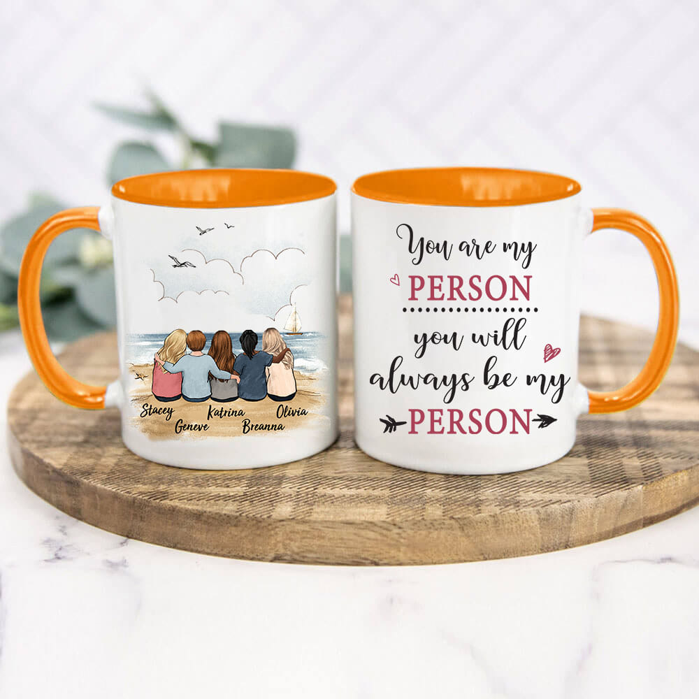 Custom Best Friend Accent Mugs with Friendship Message - orange