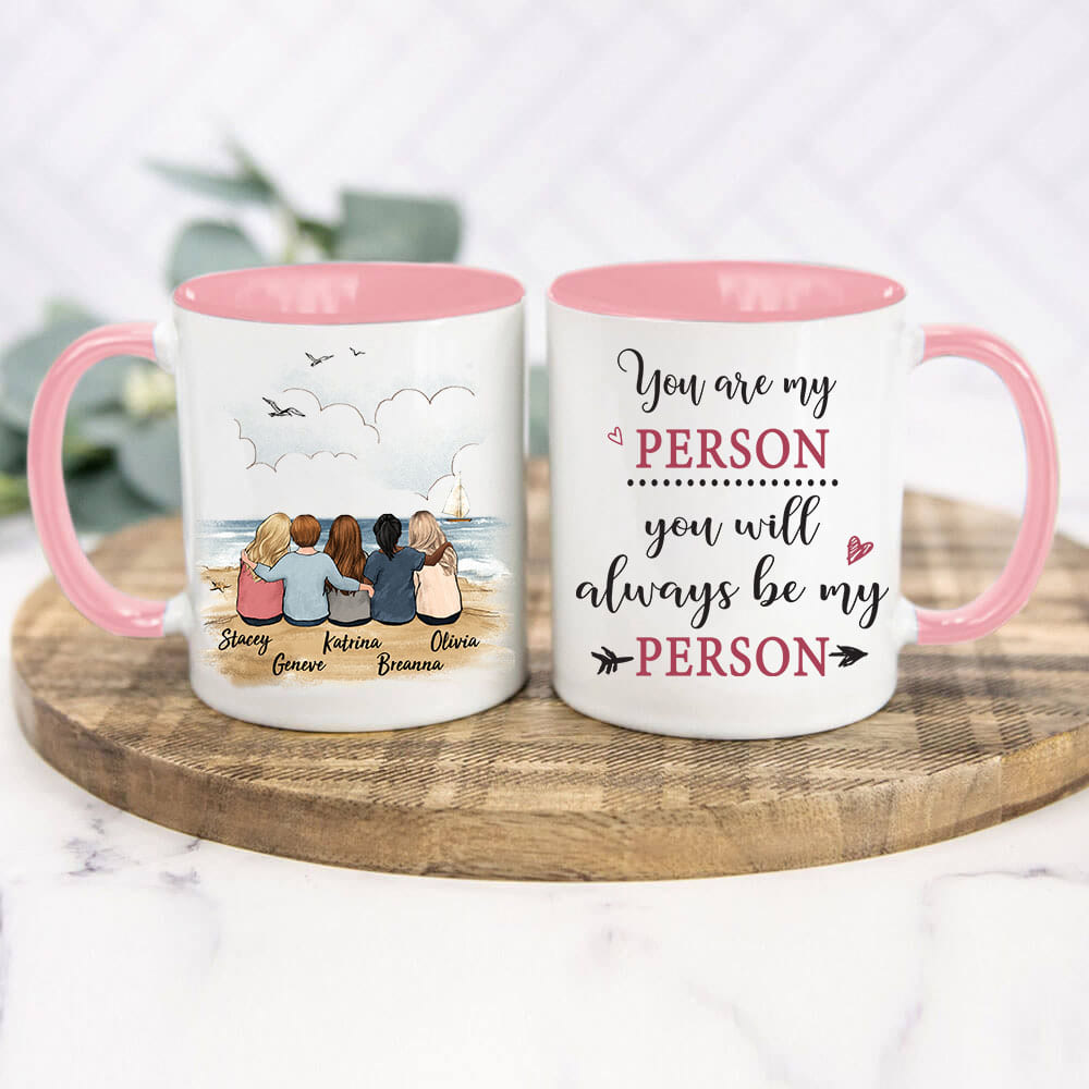 Custom Best Friend Accent Mugs with Friendship Message - pink