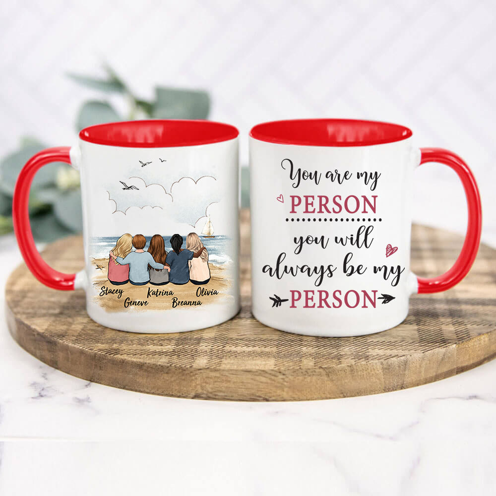 Custom Best Friend Accent Mugs with Friendship Message - red