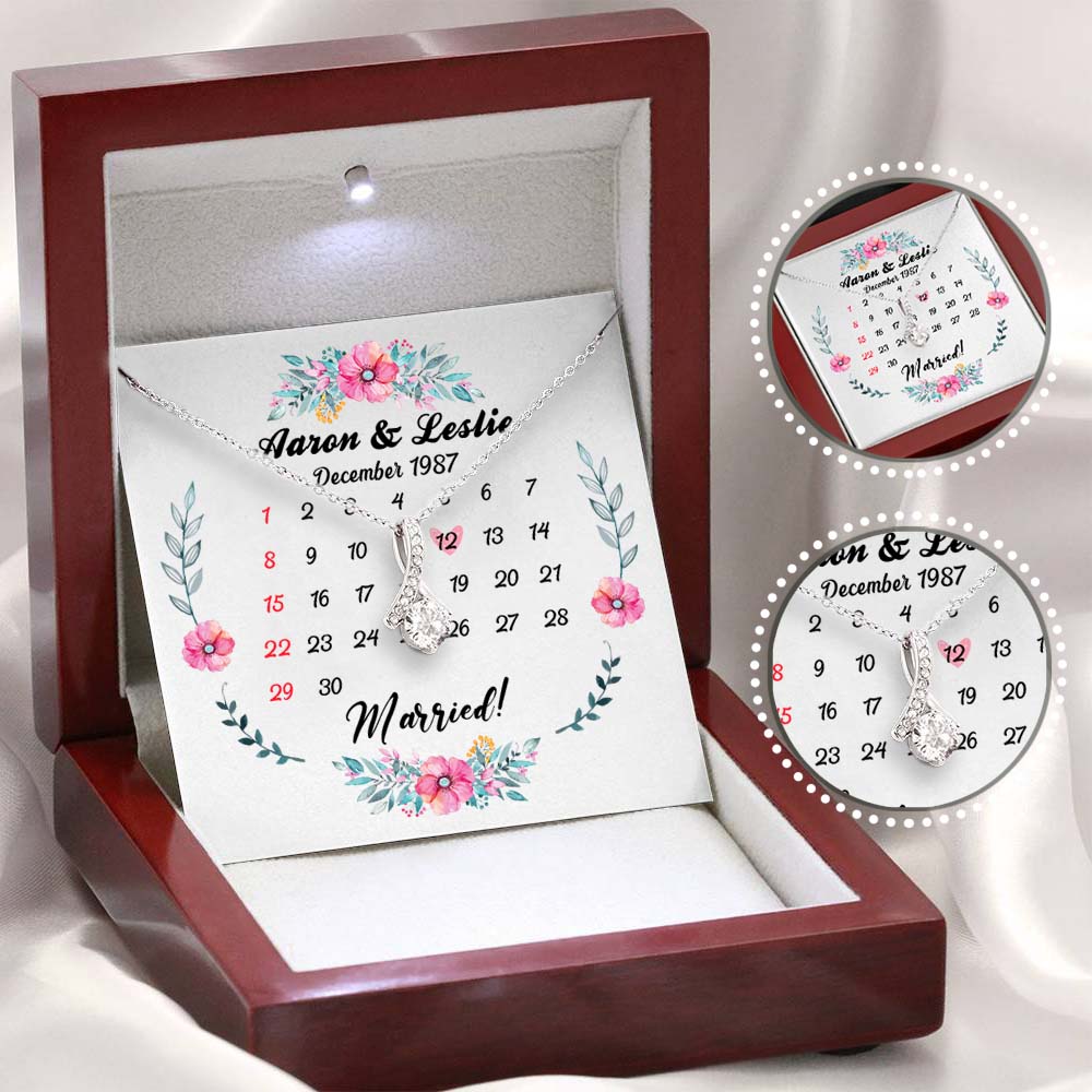 Personalized gifts for him for her alluring beauty necklace with message card - Anniversary calendar